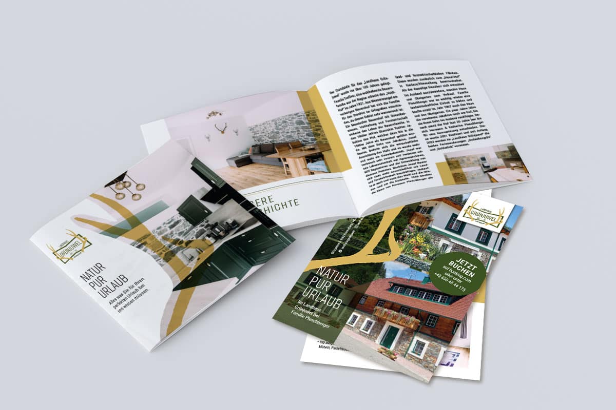 Landhaus Grünjuwel Flyer & Gästemappe Mockup