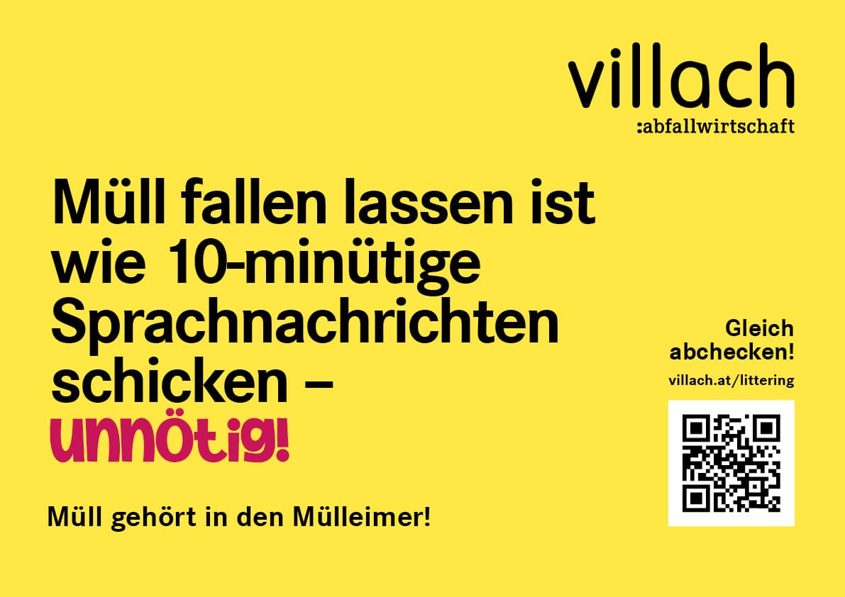 Abfallwirtschaft Villach Plakate Müllkampagne