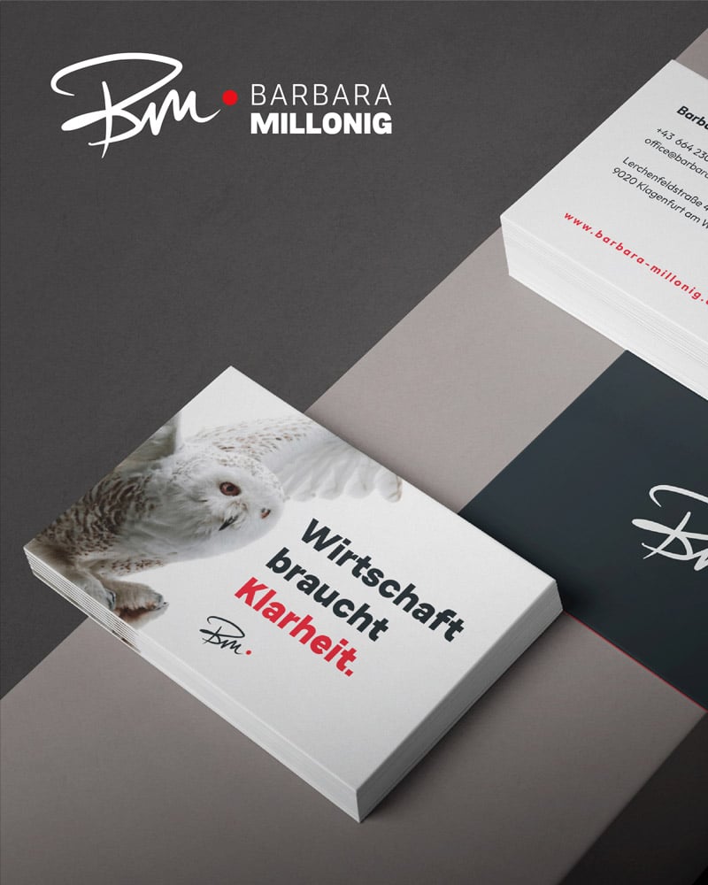 Visitenkarten für Barbara Millonig Arbeitspsychologin aus Klagenfurt bei ENN100
